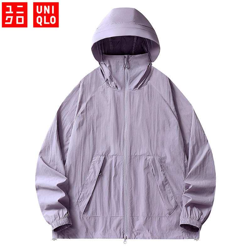 UNIQLO Ice Silk Protetor Solar Jaqueta Impermeável Feminina Fina Respirável De Secagem Rápida