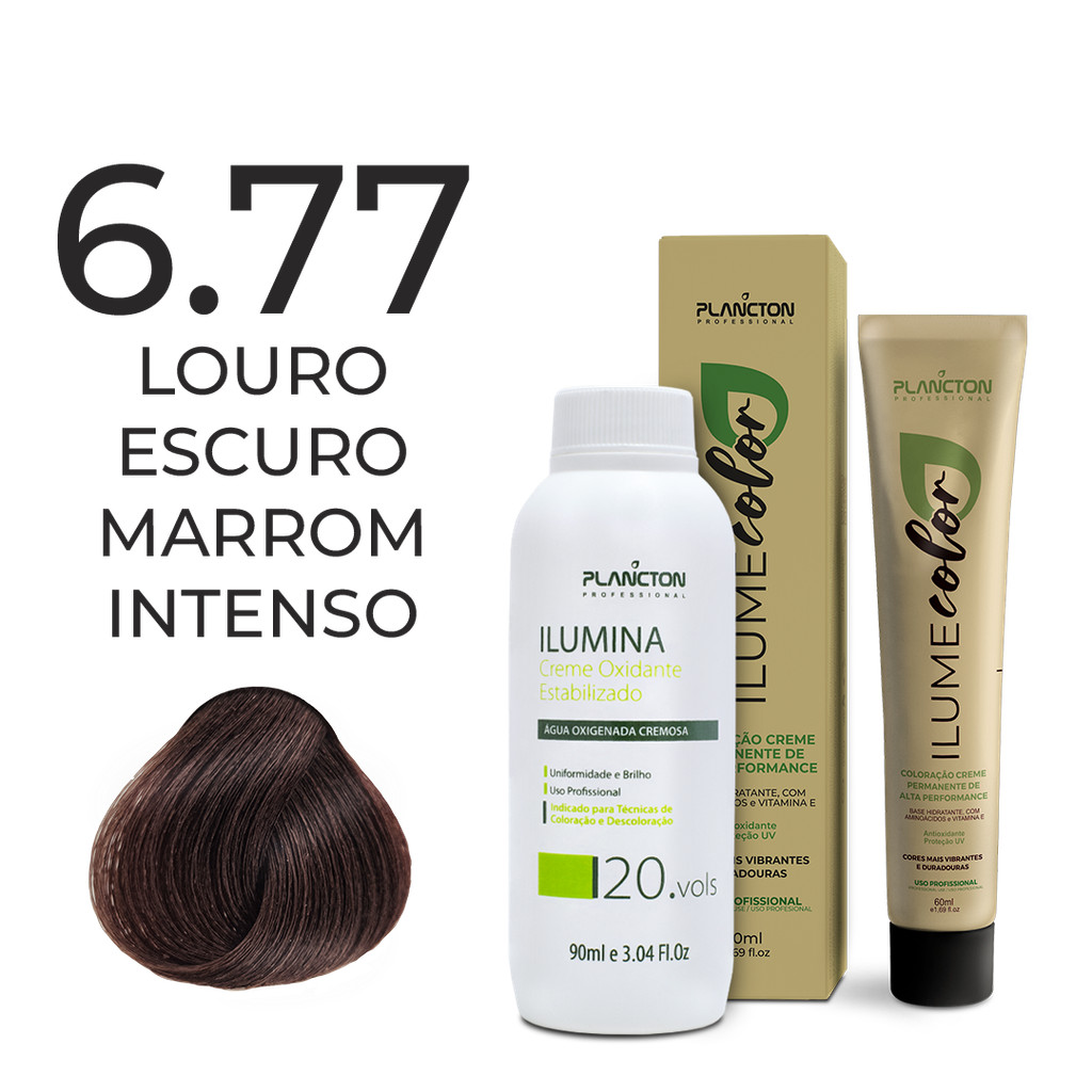 KIT ILUME COLOR PLANCTON - 6.77 LOURO ESCURO MARROM INTENSO + OX ILUMINA 20V