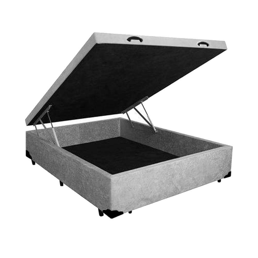Cama Box Baú Blindado Casal Extremo Reforçado Homequeen Suede Cinza 41x138x188