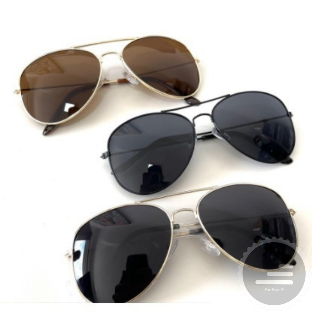 Kit com Três Óculos aviador lentes em cristal NewB em Oferta na Shopee