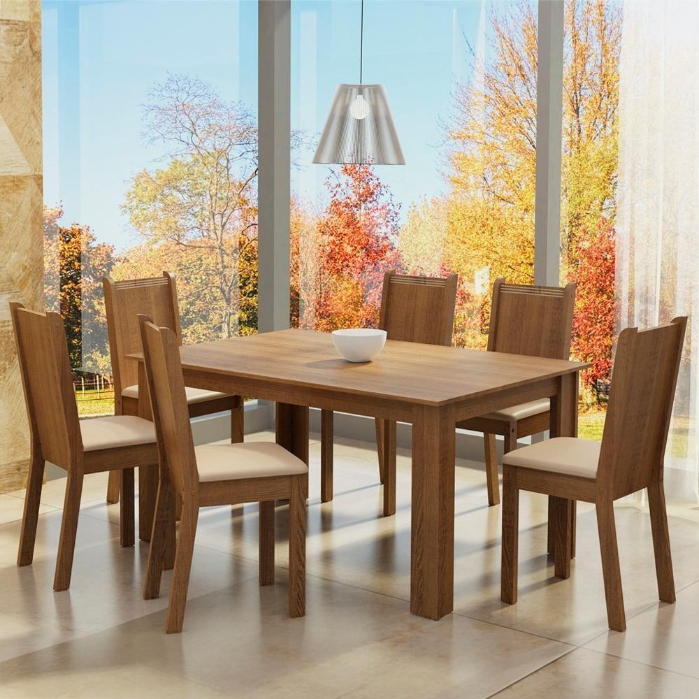 Conjunto Sala de Jantar Analu Mesa com 6 Cadeiras Madesa em Oferta na Shopee