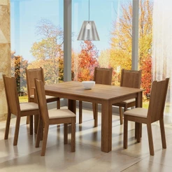 Conjunto Sala de Jantar Analu Mesa com 6 Cadeiras Madesa