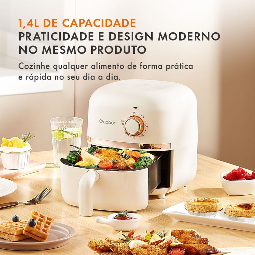 Detalhes do [Venda em conjunto] Gaabor Air Fryer 1,4L AF20M + Panela de Arroz 1L RC20M com Tecnologia Antiaderente e Fácil Limpeza