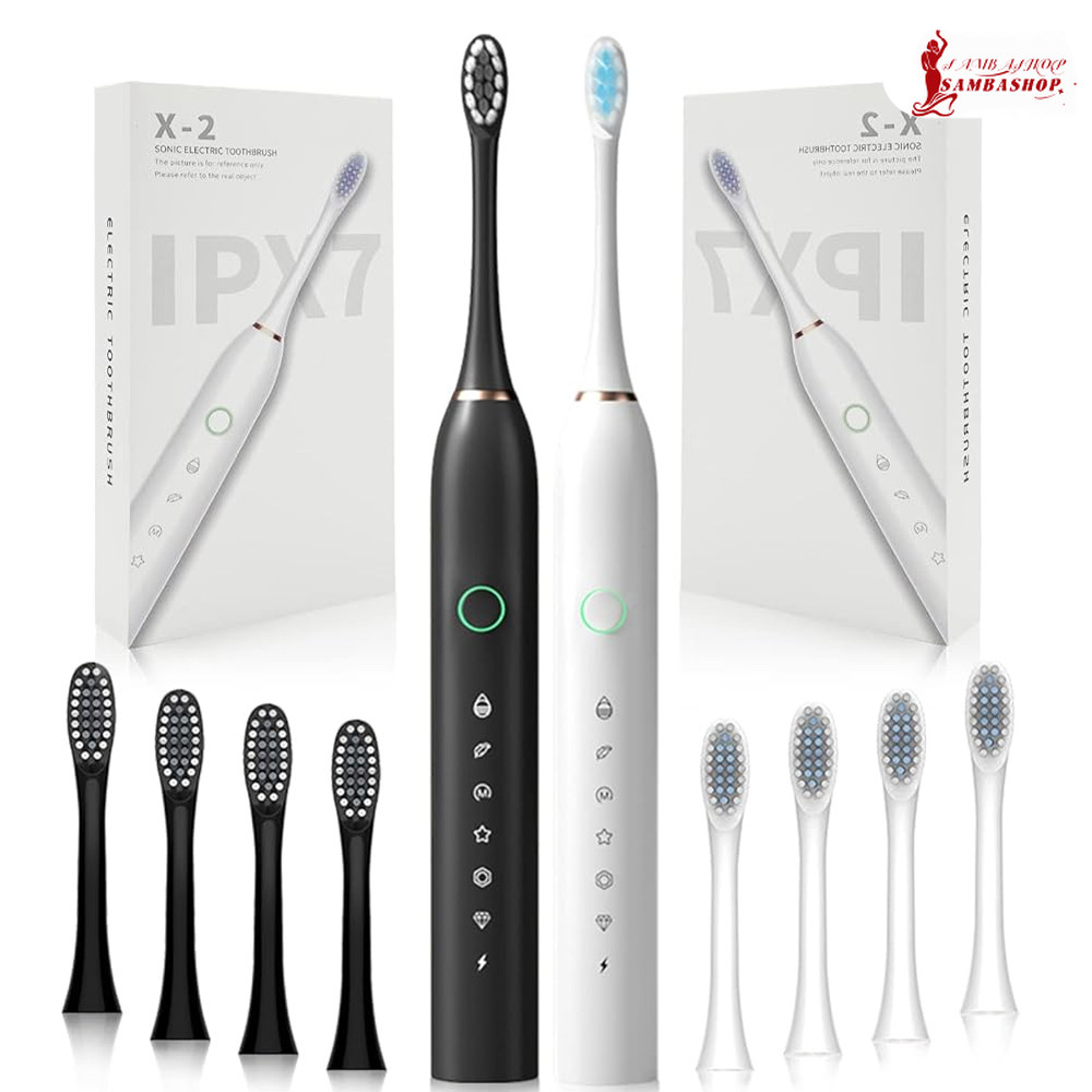 Escova de Dentes Elétrica IPX7 com 4 Cabeças de Reposição Inteligente à Prova D