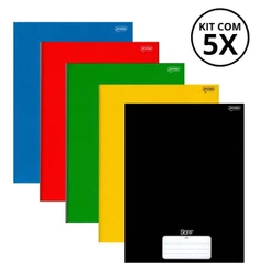 Kit Com 05 Caderno Brochura 80 Fls Capa dura - STIFF KIT : COLORIDO