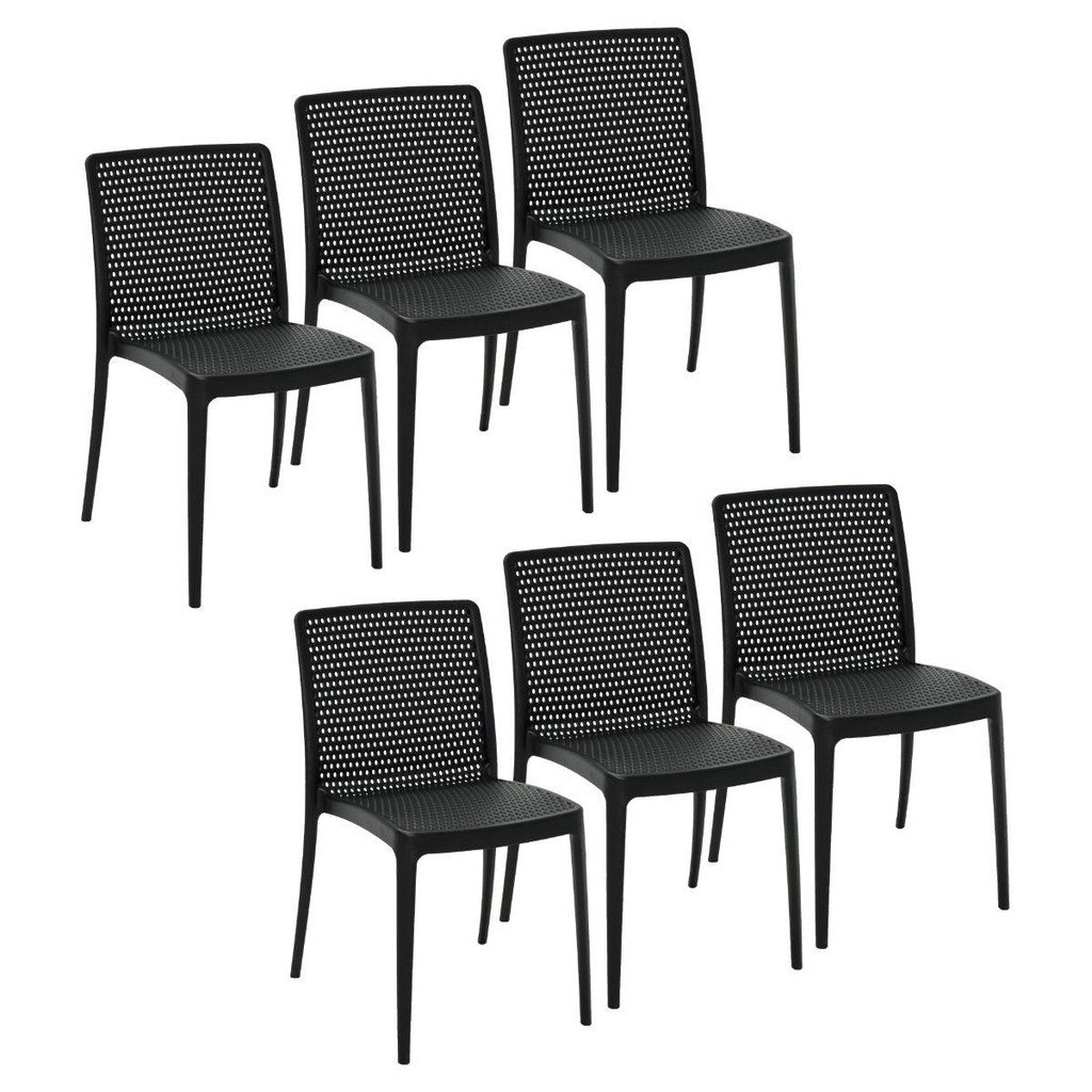 Conjunto 6 Cadeiras Isabelle em Polipropileno e Fibra de Vidro Preto Tramontina em Oferta na Shopee