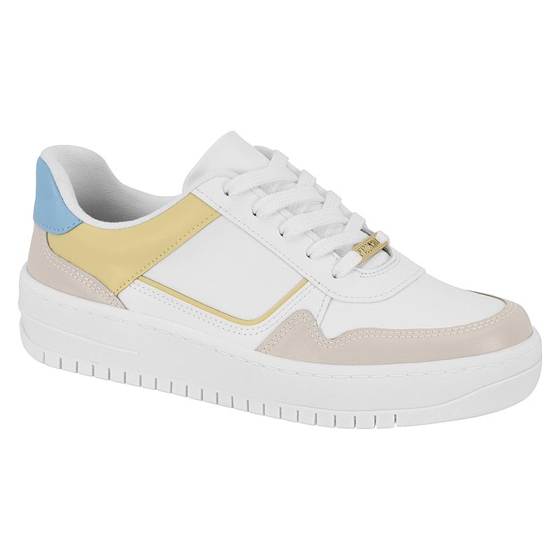 Tenis Feminino Vizzano Flatform Cadarço Casual Com Recortes Branco/Cinza