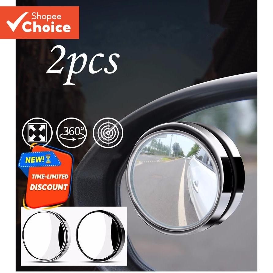 Espelho Retrovisor Auxiliar Montado Convexo , 2 Peças , Rotação De 360 Graus , Grande Angular , Moldura Redonda , Ponto 