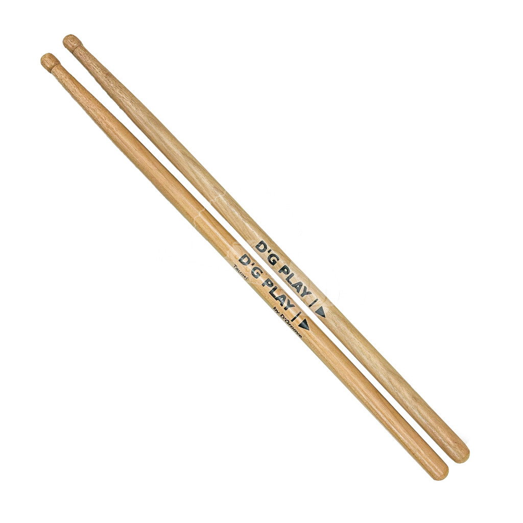 Baqueta Para Bateria DG Play Ponta de Madeira LONGA Em Tauari Com Durabilidade Padrão 5A By DGroove