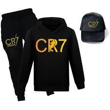Cristiano Ronaldo CR7 Cosplay Trajes para Crianças, Football Idol Hoodies, Tops Calças, Sunhat Sets, Meninos Moletom, Me