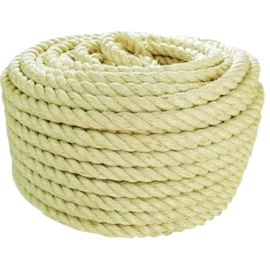 Corda De Sisal 32mm 50 Metros Naval Reforçada Decoração Artes Decks Exercicios Construção