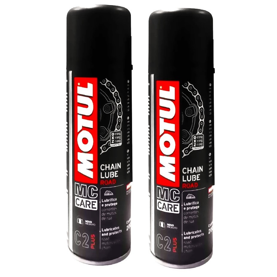 KIT COM 2 LUBRIFICANTES CORRENTE MOTO BIKE MOTUL C2 CHAIN LUBE ROAD 200ML KIT COM 2 LUBRIFICANTES CORRENTE MOTO BIKE MOTUL C2 CHAIN LUBE ROAD 200ML