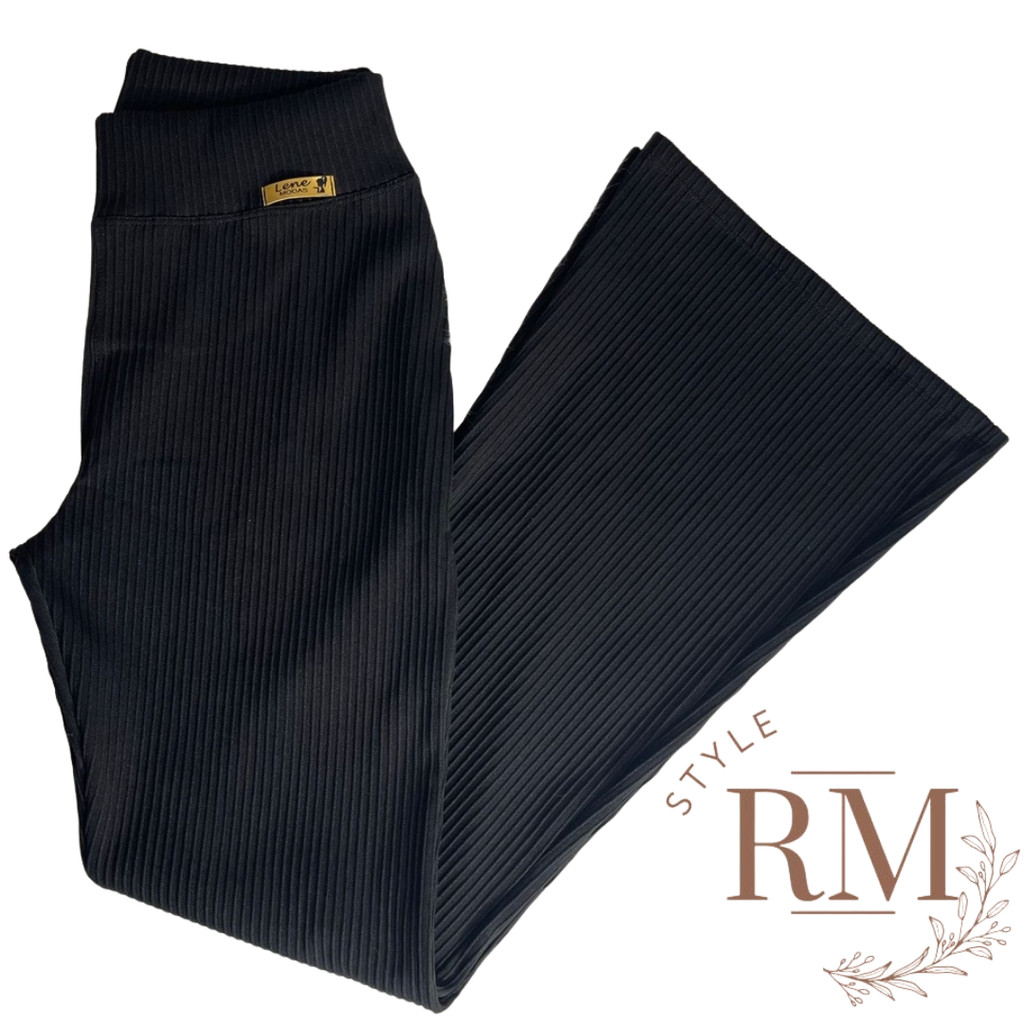 Calça Flare Adulto Malha Canelada 3D em Oferta na Shopee