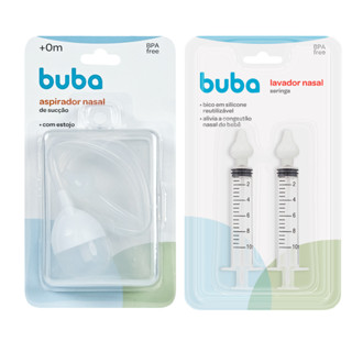 KIT ASPIRADOR NASAL SILICONE PARA BEBÊ MAIS KIT 2 SERINGAS PARA LAVAGEM NASAL PONTA DE SILICONE BUBA em Oferta na Shopee