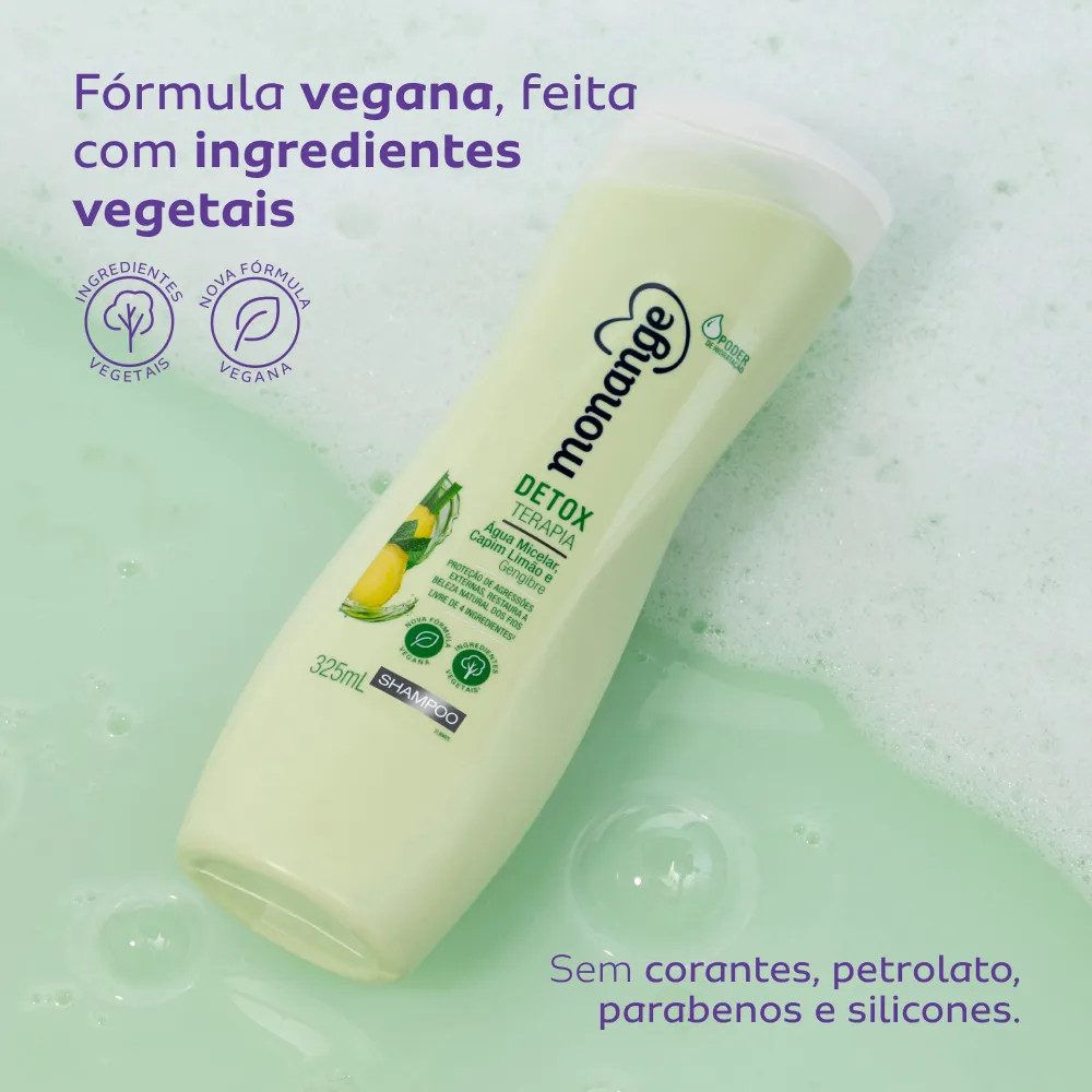 Shampoo Monange Detox Terapia 325ml água Micelar Kit 2UND — imagem 2 de 2