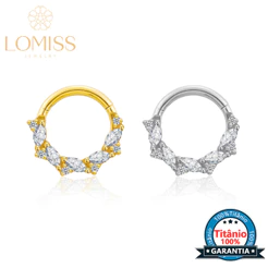 Piercing Argola Septo Titânio Zircônia Cravejada Frontal Nariz Orelha Conch Nostril Daith Helix