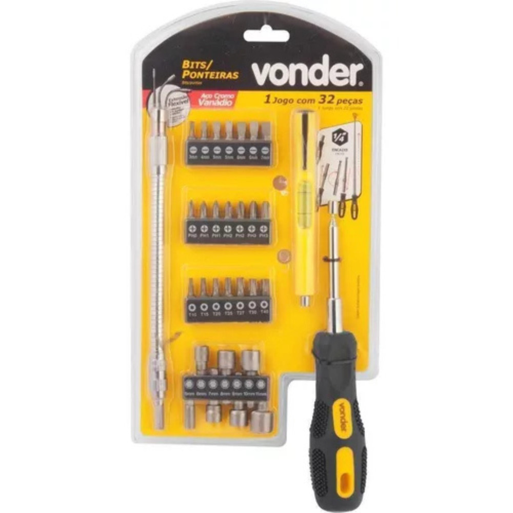 JOGO BITS/PONTEIRAS CRV C/32PC ENG.RAP1/4"  VONDER