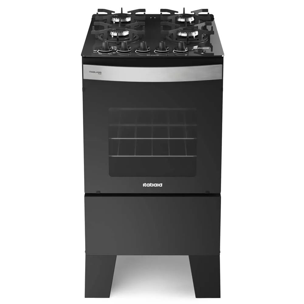 Fogão Itatiaia 4 Bocas Itaglass Plus Preto – Bivolt - Home Appliances