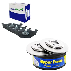 Kit Disco Freio Ventilado + Jogo Pastilha Freio VOYAGE 1.0 1.6 – HIPPER FREIOS / LONA FLEX