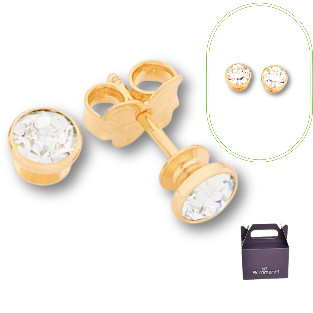 Brinco Folheado Ouro Rommanel Ponto De Luz Delicado Com Cor Dourado Antialergico 523191 em Oferta na Shopee