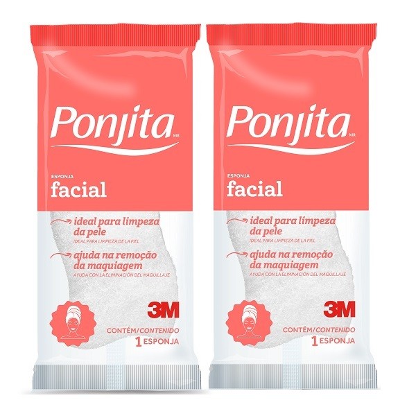 Kit com 2 Esponja de Limpeza Facial Suave Ponjita