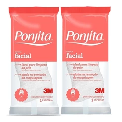 Kit com 2 Esponja de Limpeza Facial Suave Ponjita
