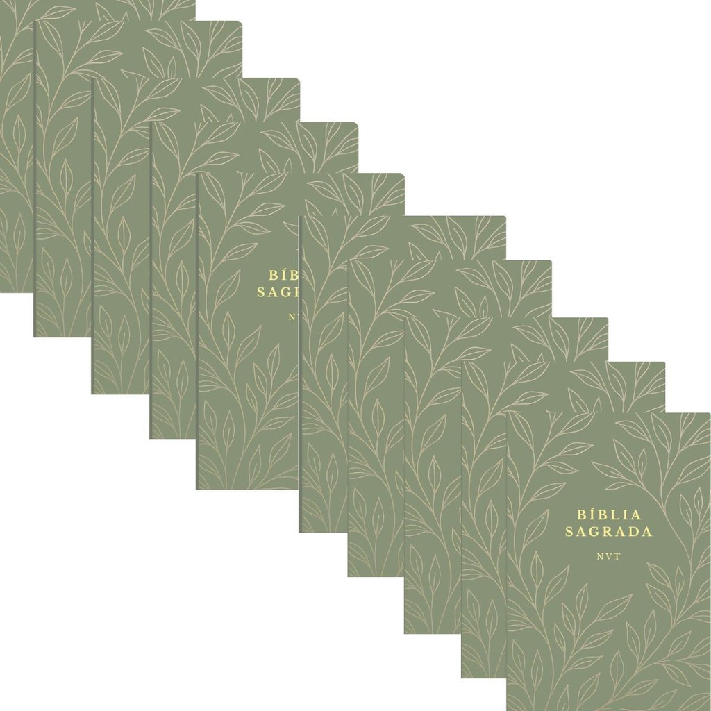 Kit 10 Bíblia Sagrada | NVT | Letra Normal | Evangelismo | Floral Verde