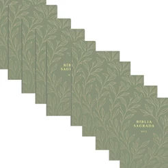 Kit 10 Bíblia Sagrada | NVT | Letra Normal | Evangelismo | Floral Verde
