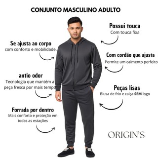 Conjunto De Inverno Adulto Blusa Mais Calça, Forrada Não Amassa Slim Fit