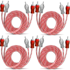 Kit 4 Cabos RCA 1 Metro TechOne Blindado Injetado Vermelho 4mm