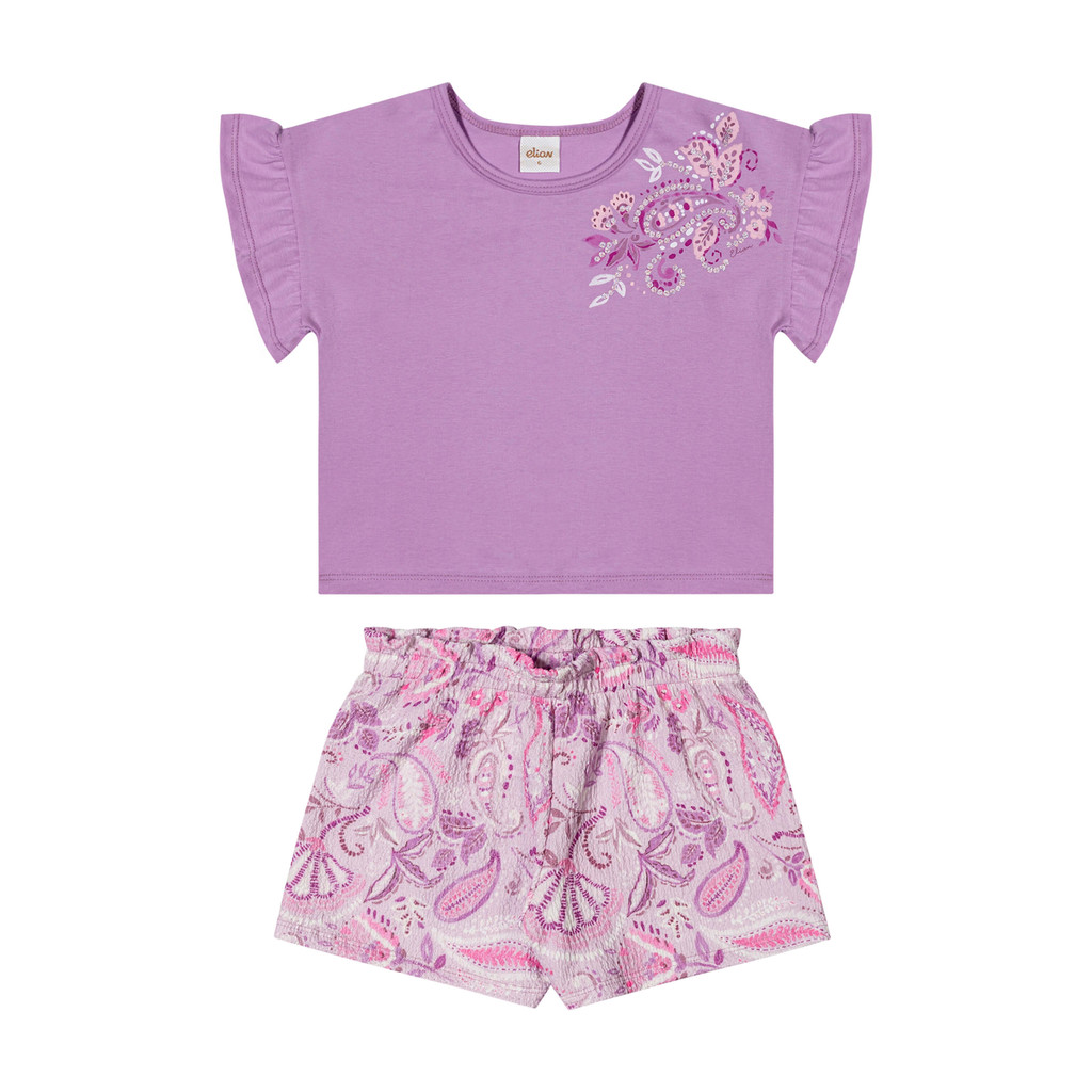 Conjunto Infantil Menina Paisley Elian Lilás - Baby & Kids Fashion