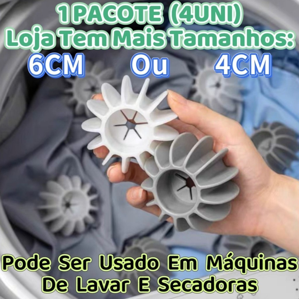 Esferas Bola De Lavar Roupa 4Uns Silicone 4cmOu 6cm De Lavanderia Para De Lavar Reutilizável