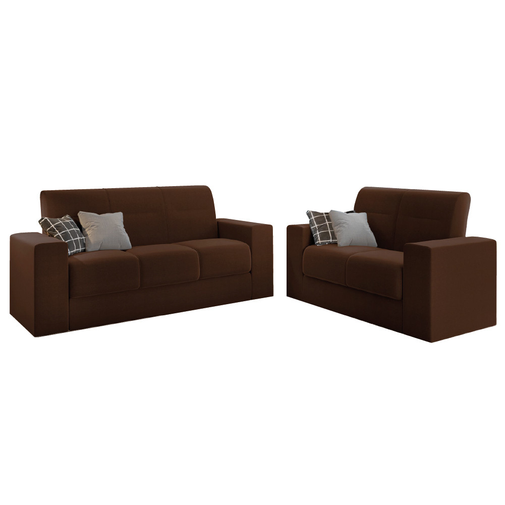 Conjunto de Sofá 2 e 3 Lugares Leon Veludo Mamflex em Oferta na Shopee