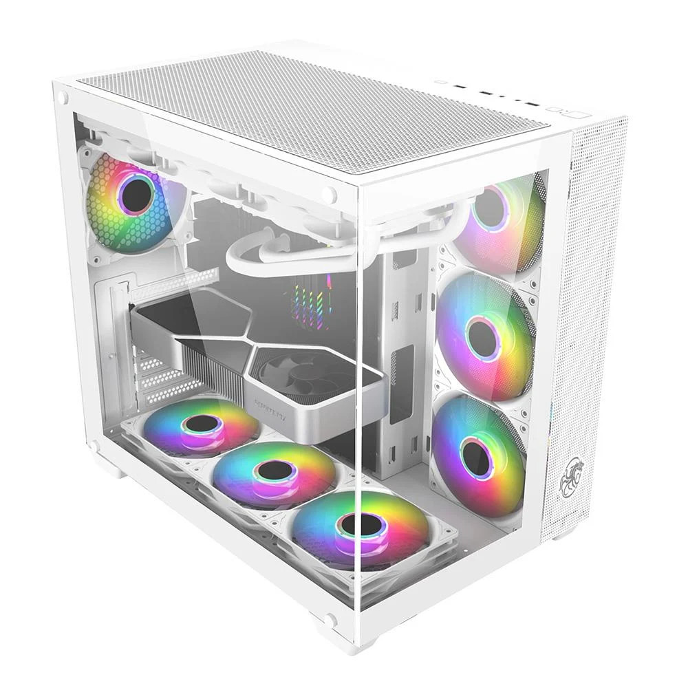 Gabinete Gamer Draxen Arbaton 4 Fan Controladora ARGB Branco