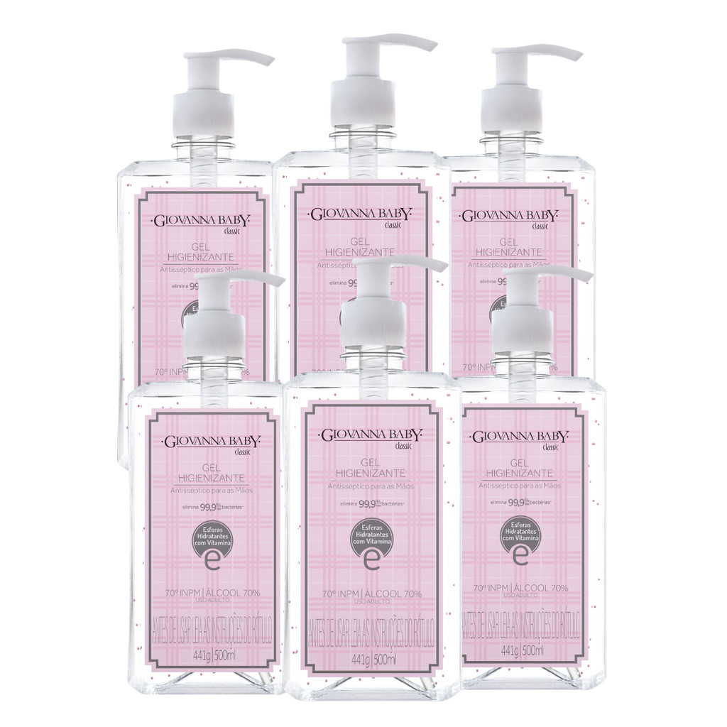 Kit C/6 Gel Higienizante Giovanna Baby Classic 500ml