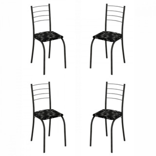Conjunto de 4 Cadeiras Rio Martelado Grafite Assento Preto Lirio Teixeira em Oferta na Shopee