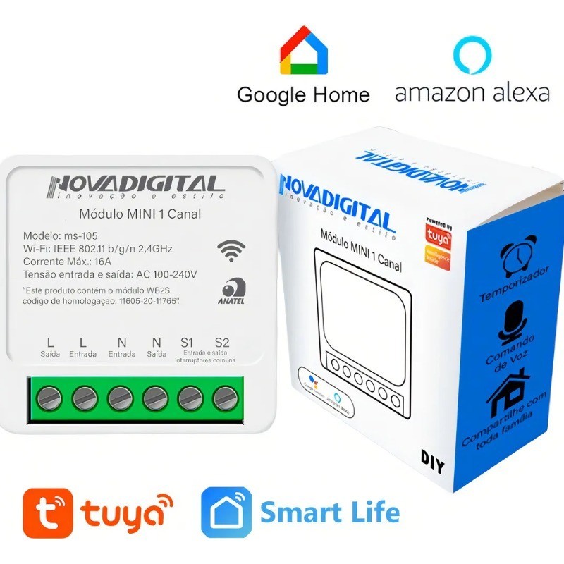 Mini Rele Smart Wi-Fi 1 Canal 16A | Automação para Iluminação | Tuya, Smart Life, Alexa e Google

 em Oferta na Shopee