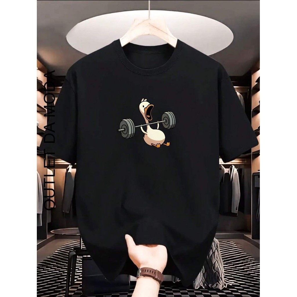 Camiseta Unissex Camiseta Masculina Streetwear Oversized Pato Academia Unissex 100% Algodão Promoção