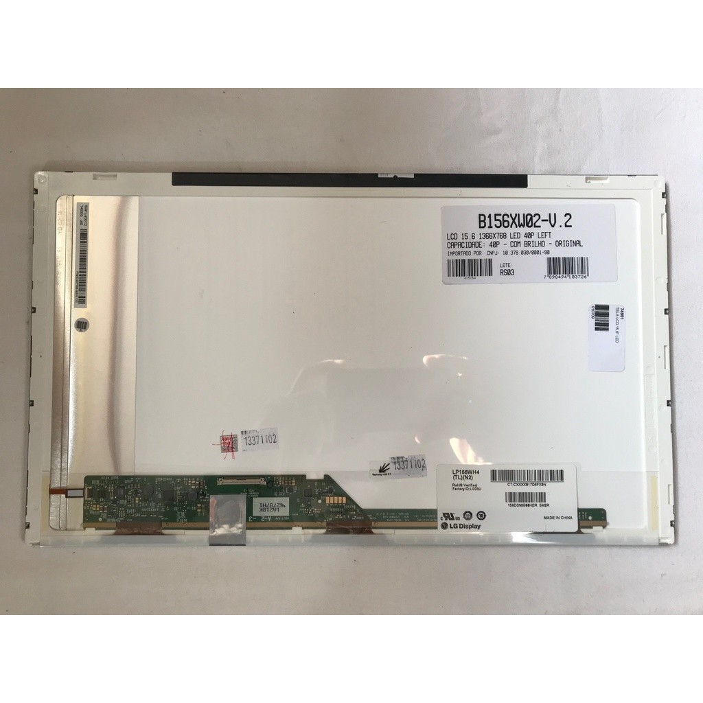 Tela Led 15.6 B156xw02 v.2 LP156wh4 TL N2  n156bge l21 40 pinos 1366x768 Brilho Acer E1 531 E1 571 Gateway NE56r