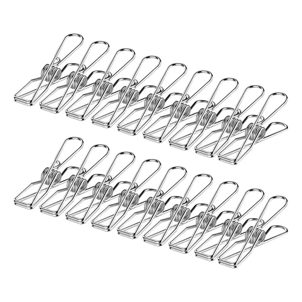 Kit 20 Pregador Aço Inox Roupas Embalagens Reforçado