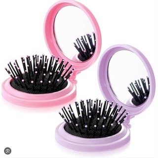 ANA1108 KIT Mini Escova de Cabelo Dobrável Com Espelho-Portátil e Perfeita Para Bolsa