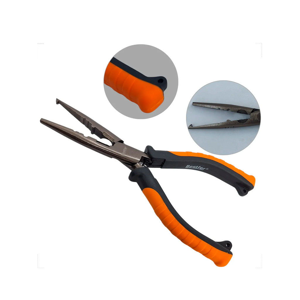 Alicate de Pesca Bico Longo Multiuso Camping 7,5" Aço Carbono Cabo Ergonômico — imagem 2 de 2