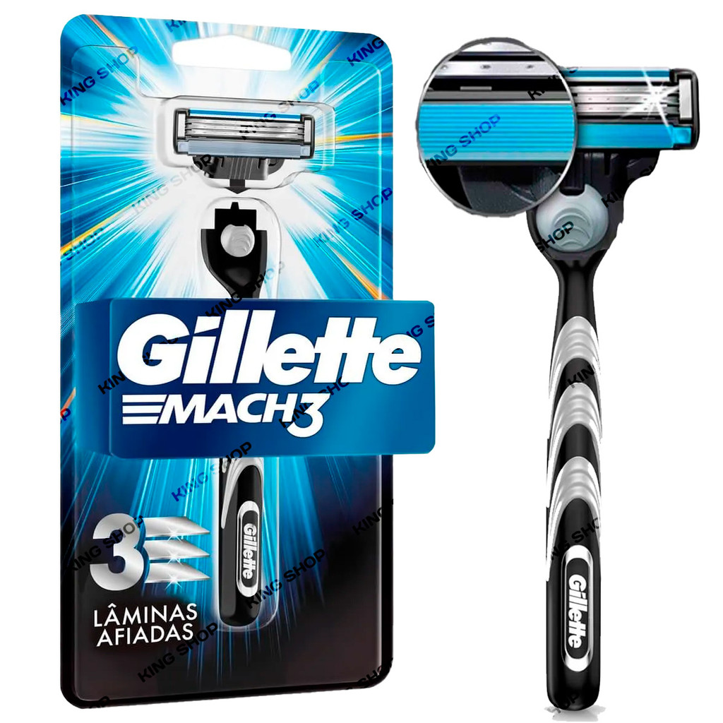 Aparelho de Barbear Gillette Barbeador Mach 3 Masculino Tradicional C/ 1 Refil