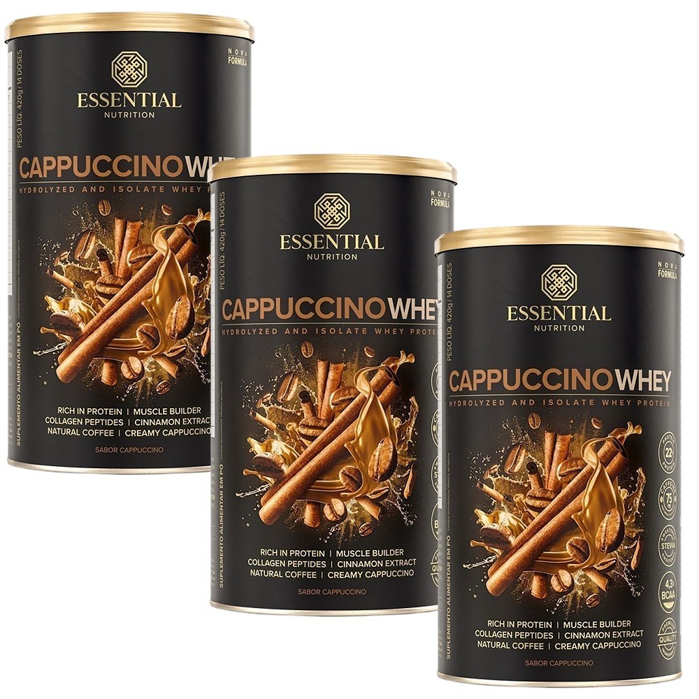 3x Cappuccino Whey 420g - Essential Nutrition
