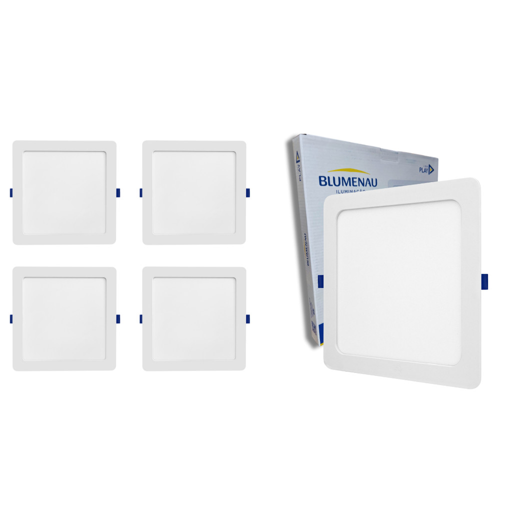 Kit 5 Painel Plafon Led Quadrado Embutir 18w Play 6500k 4000k 3000k  Blumenau Iluminação em Oferta na Shopee