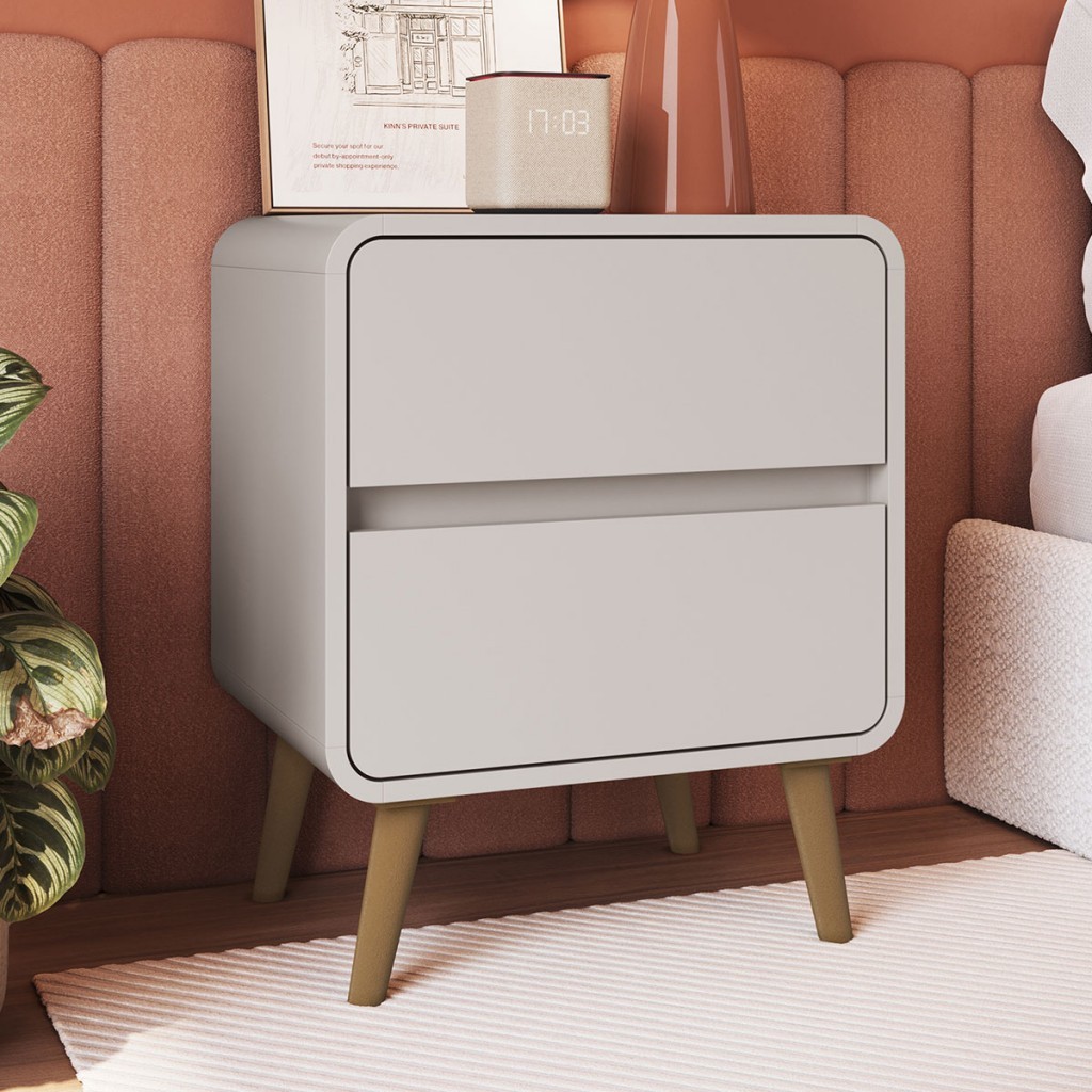 Mesa de Cabeceira Curve 2 Gavetas - Completa Industria em Oferta na Shopee