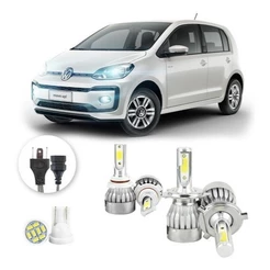 Lâmpadas Ultra Led Volkswagen Cross Up 20000lm Alto Baixo e Milha + Pingo Led