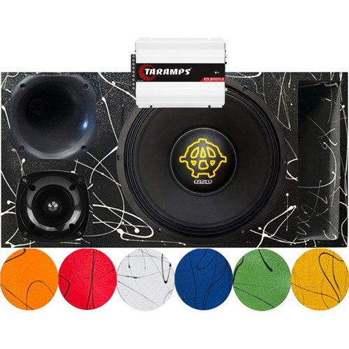 CAIXA TRIO DUTO RÉGUA WOOFER KAOS BASS 650 UNLIKE 400 CORES + MÓDULO TARAMPS