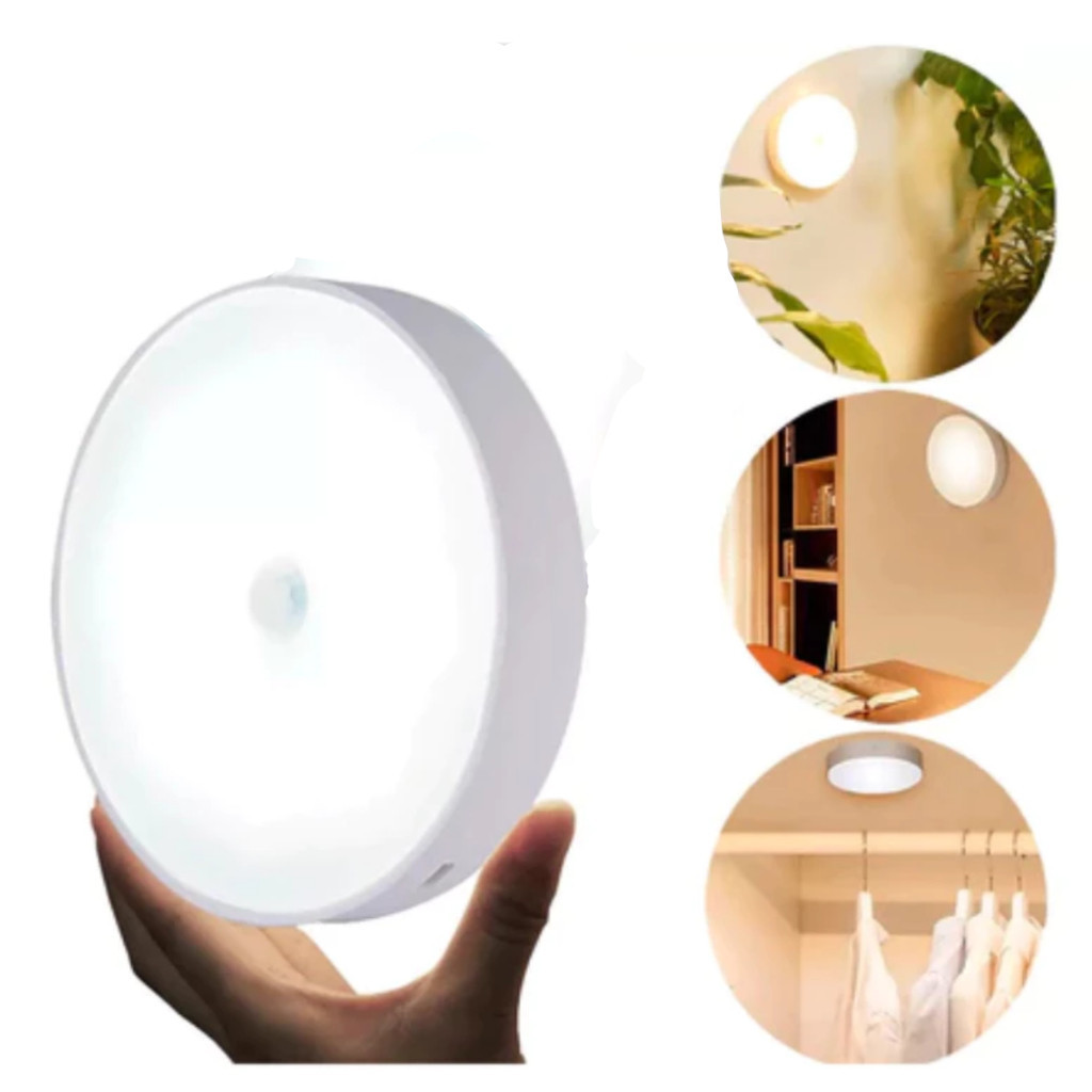Lâmpada LED Recarregável Sem Fio Bicolor com Sensor de Presença Luminária Inteligente