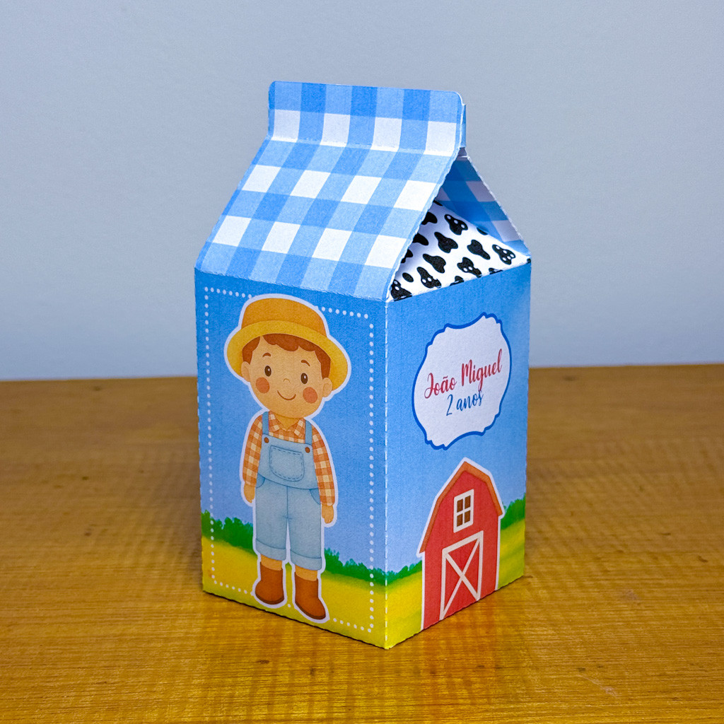 Caixa Milk Personalizado Lembrancinha Aniversário Fazendinha Menino, lembrancinha Fazendinha Menino